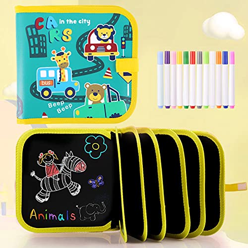 Tabla de Dibujo Portátil para Niños,Tablero de Dibujo de Graffiti,Doodle Juego Infantil,Bloc de Dibujo portátil borrable, Reutilizable,12 bolígrafos borrables de Color,14 Página (C)