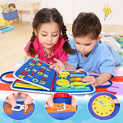 Tablero Montessori，SPLAKS Tablero Sensorial Montessori para Niños Habilidades Básicas Juguetes Educativo Temprano Aprende la Psico Motricidad Fina Juguetes Prácticos con Cremalleras,Número,Alfabeto