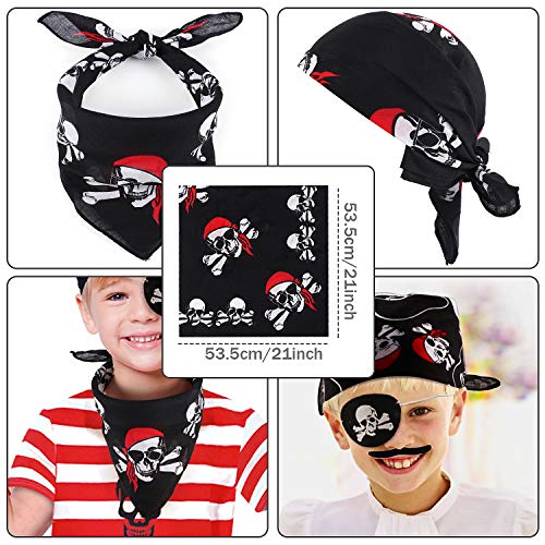 Tacobear 36piezas Pirata Niños Accesorios Sombrero Pirata Pañuelo Pirata Niño Parche Pirata Bigotes Postizos para Niño Pirata Fiesta Cumpleaños