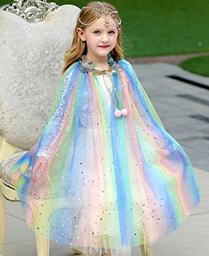 Tacobear Capa Princesa Niña Disfraz Princesa Vestido Halloween Navidad Carnaval Cosplay Cumpleaños Fiesta Princesa Disfraces Capa Vistoso para Niños