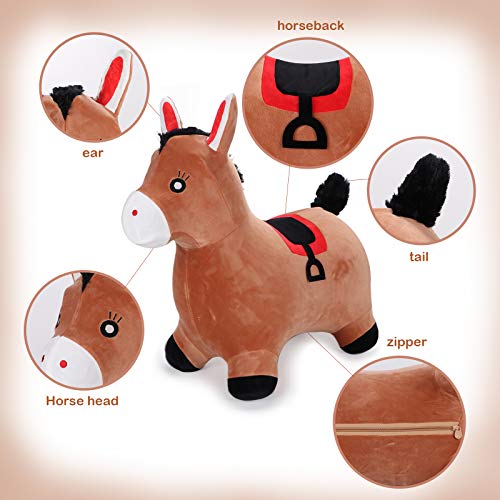 Tacobear Saltador Hinchable Caballo Saltarin Juguete Burro Animal Saltador Caballo con Bomba Juego Interior e Exterior Caballo de Salto Regalo para Niños Niñas 2 3 4 5 6 7 Años