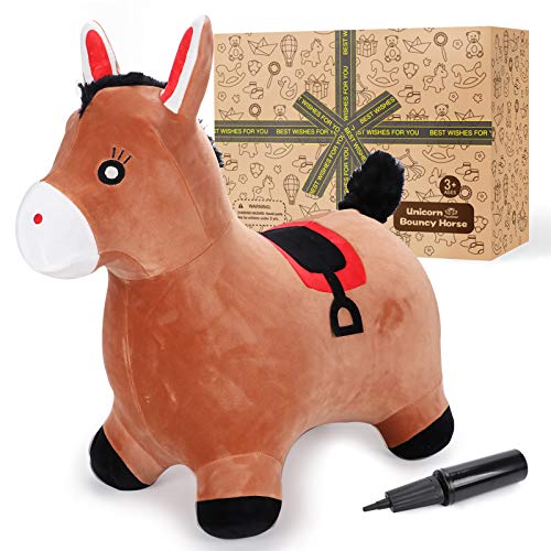 Tacobear Saltador Hinchable Caballo Saltarin Juguete Burro Animal Saltador Caballo con Bomba Juego Interior e Exterior Caballo de Salto Regalo para Niños Niñas 2 3 4 5 6 7 Años