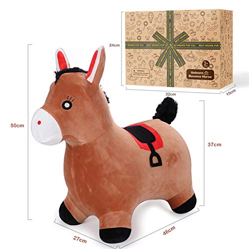 Tacobear Saltador Hinchable Caballo Saltarin Juguete Burro Animal Saltador Caballo con Bomba Juego Interior e Exterior Caballo de Salto Regalo para Niños Niñas 2 3 4 5 6 7 Años