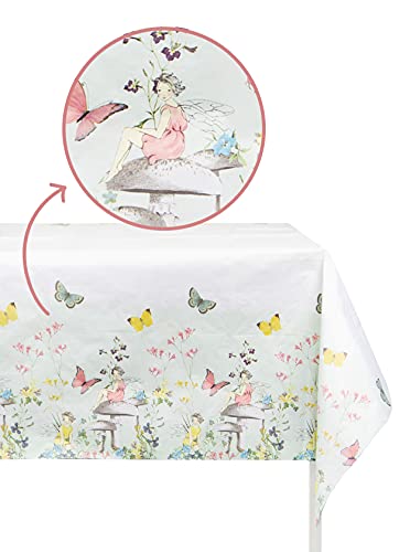 Talking Tables- Cubierta de mesa de papel de hadas | vajilla reciclable, rectangular, desechable | Para fiesta infantil de mariposas, cumpleaños, día de la madre, Color, 180 x 120cm (TSFAIRY-TCOVER)