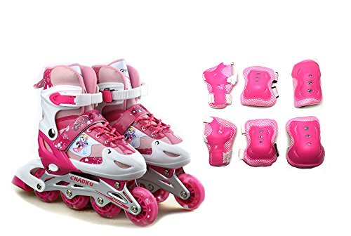 Tante Tina Patines en línea para niños - Incluye Conjunto de protección - Talla Ajustable - Rosa - Talla L (39-42)