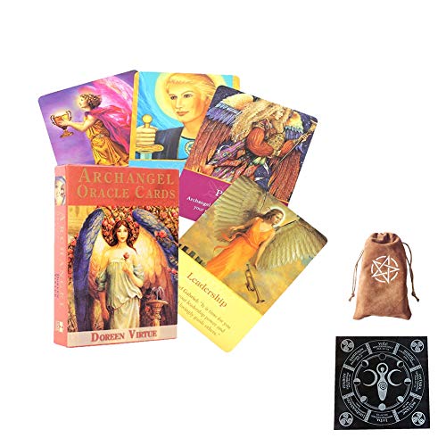 Tarjetas de arcángel Oracle Tarot de 45 Piezas para Amigos, Fiesta Familiar, Juego de Mesa Feliz, Tarjetas de Regalo, adivinación, Entretenimiento, Destino,with Tablecloth + Bag,Tarot Cards