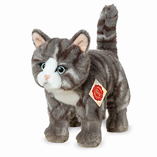 Teddy Hermann 91822 Gato 20 cm, Peluche, Grau getigert