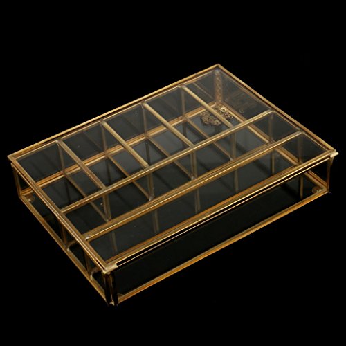 Tenlacum - Joyero de Cristal geométrico de Estilo Moderno para Plantas suculentas, decoración de Mesa de Cobre – Cobre, 20 x 15 x 4.5cm