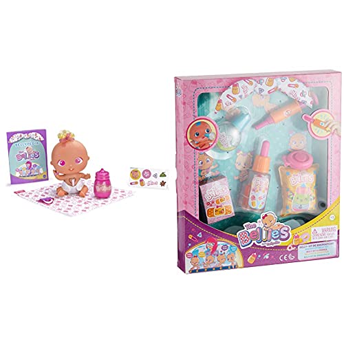 The Bellies From Bellyville Pinky -Twink, Muñeco Interactivo para Niños Y Niñas De 2 A 8 Años (Famosa 700014563) + Kit De Cuidados para Muñecos Bebé (Famosa 700014343)