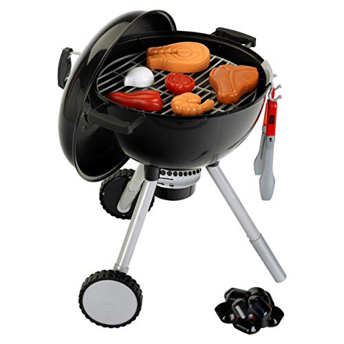 Theo Klein 9466 Barbacoa de bola Weber One Touch Premium, Barbacoa para niños con luz, sonido y numerosos accesorios, Medidas: 40 cm x 32 cm x 53 cm,