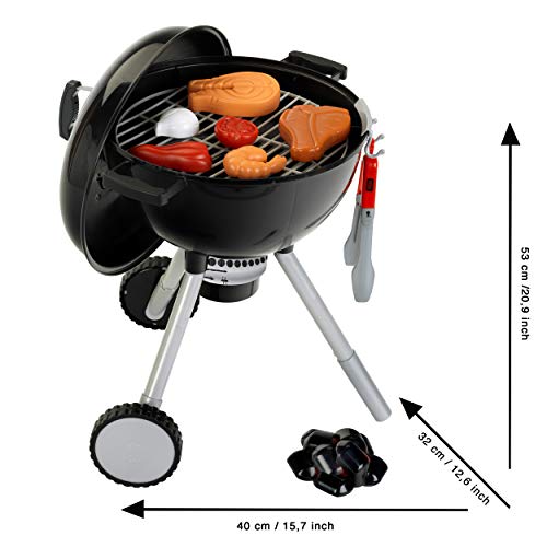 Theo Klein 9466 Barbacoa de bola Weber One Touch Premium, Barbacoa para niños con luz, sonido y numerosos accesorios, Medidas: 40 cm x 32 cm x 53 cm,