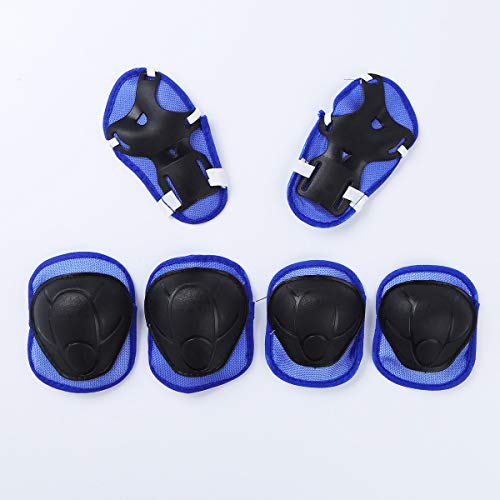 TiaoBug 7 Piezas Kits de Protección Patinaje Niños Casco Infantil Protecciones Ajustable Rodilleras Coderas para Bicicleta Monopatín Azul Una Talla