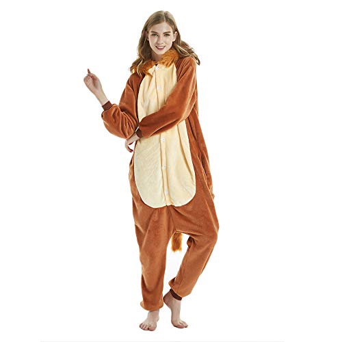 Tickos Animal Onesies Novedad León Mono Pijama Unisexo Adulto Pijama Disfraz de Cosplay de Halloween Disfraces (León-1, Medium)