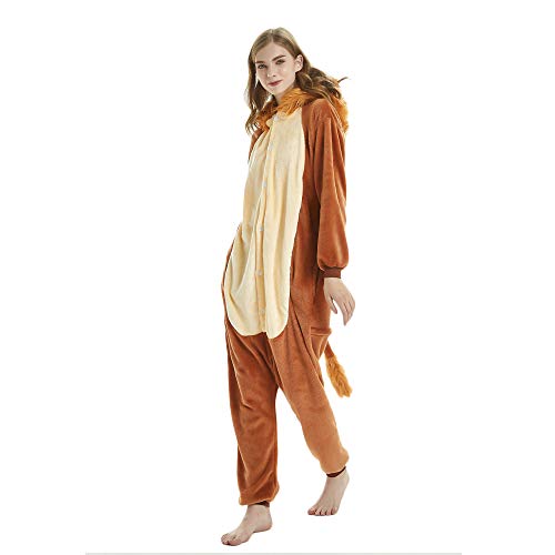 Tickos Animal Onesies Novedad León Mono Pijama Unisexo Adulto Pijama Disfraz de Cosplay de Halloween Disfraces (León-1, Medium)