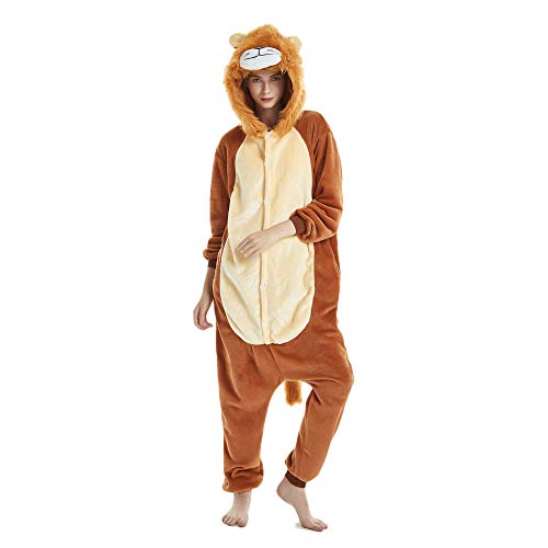 Tickos Animal Onesies Novedad León Mono Pijama Unisexo Adulto Pijama Disfraz de Cosplay de Halloween Disfraces (León-1, Medium)