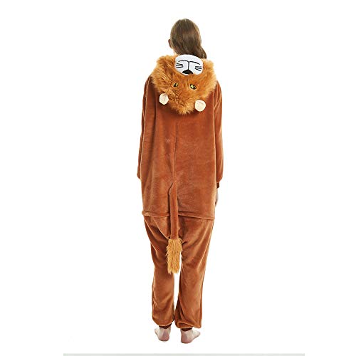 Tickos Animal Onesies Novedad León Mono Pijama Unisexo Adulto Pijama Disfraz de Cosplay de Halloween Disfraces (León-1, Medium)