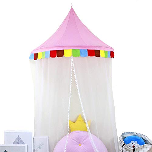 Tienda de campaña de media luna para niñas ASUMAN Princess Castle, red mosquitera para juegos de interior estimulan el espacio de juego imaginativo para bebés y niños que leen el juego rosa Talla:L