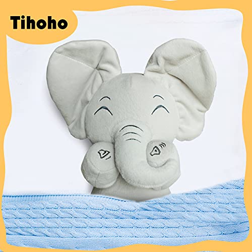 Tihoho Talking Singing Peek A Boo Elefante Juguete Animado Elefante Peluche Juguete Peluche Peluche Juguetes Para Bebé Hablar Juguete Niño Niña Regalos (Nueva versión: Ajustar el sonido)