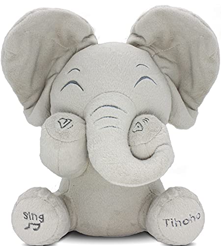 Tihoho Talking Singing Peek A Boo Elefante Juguete Animado Elefante Peluche Juguete Peluche Peluche Juguetes Para Bebé Hablar Juguete Niño Niña Regalos (Nueva versión: Ajustar el sonido)