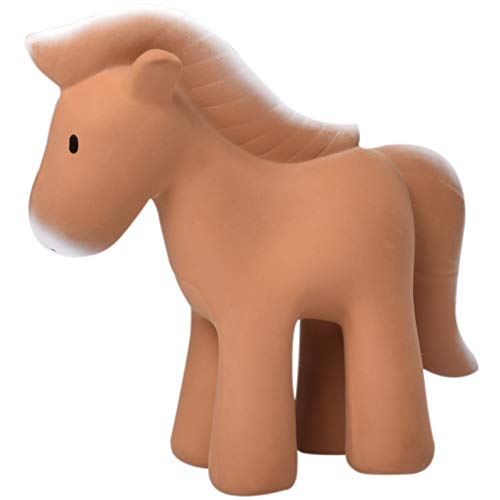 Tikiri 8595016 - Sonajero de caucho natural en caja de regalo, diseño de caballo, juguete para la bañera, para bebés y niños a partir de 0 meses