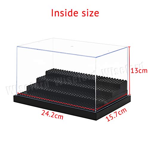 Tingacraft Acrílico Vitrina Cristal (24,2 x 15,7 x 13 cm) Caja Metacrilato Expositor para Minifiguras, Negro