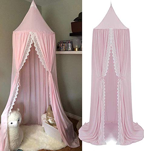 Toldo de cama para niños, cortina de mosquitera de algodón ultraligero, para colgar en el interior, para jugar al aire libre, tienda de campaña, decoración de la cama y el dormitorio