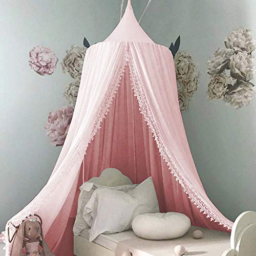 Toldo de cama para niños, cortina de mosquitera de algodón ultraligero, para colgar en el interior, para jugar al aire libre, tienda de campaña, decoración de la cama y el dormitorio