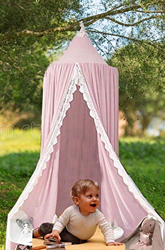 Toldo de cama para niños, cortina de mosquitera de algodón ultraligero, para colgar en el interior, para jugar al aire libre, tienda de campaña, decoración de la cama y el dormitorio