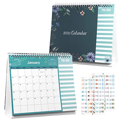 Tomaibaby Calendario de Escritorio 2021 | 20. Calendario de Escritorio de 5 X 25 Cm / 8 X 9. 8 Pulgadas | Calendario Mensual Flexible para La Oficina Y El Hogar | Papel Grueso de Primera