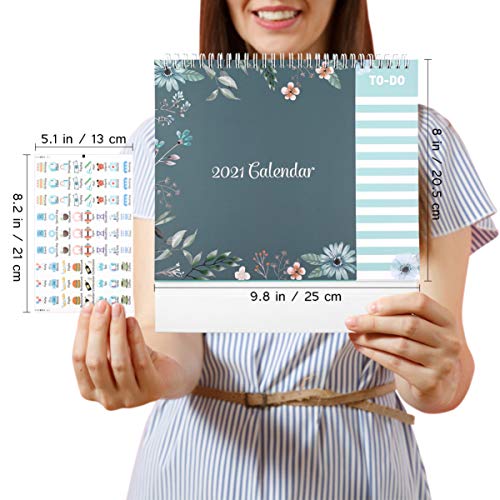 Tomaibaby Calendario de Escritorio 2021 | 20. Calendario de Escritorio de 5 X 25 Cm / 8 X 9. 8 Pulgadas | Calendario Mensual Flexible para La Oficina Y El Hogar | Papel Grueso de Primera