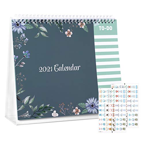 Tomaibaby Calendario de Escritorio 2021 | 20. Calendario de Escritorio de 5 X 25 Cm / 8 X 9. 8 Pulgadas | Calendario Mensual Flexible para La Oficina Y El Hogar | Papel Grueso de Primera