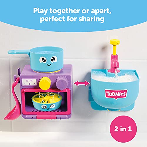 Toomies Bubble & Bake bebés, baño, Juguete de Cocina temático para Hacer Burbujas, 1, Juego de Agua niñas de 18 m y 2, 3 y 4 años de Edad, Multicolor (Tomy E73264)