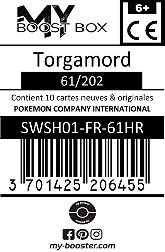 Torgamord (Drednaw) 61/202 Holo Reverse - Myboost X Epée et Bouclier 1 - Box de 10 Cartas Pokémon Francés