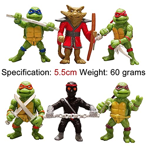 Tortugas Ninja Mutantes Adolescentes, 6Pcs Mini Juego De Figuras Decoración Mutant Turtle Caricatura Cake Topper Para Baby Shower Fiesta De Cumpleaños Suministros Para Adorno De Torta