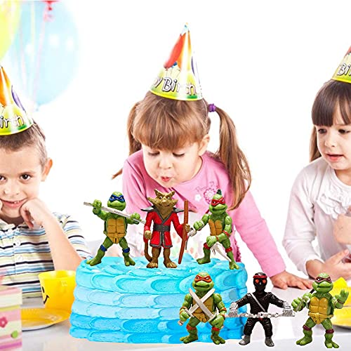 Tortugas Ninja Mutantes Adolescentes, 6Pcs Mini Juego De Figuras Decoración Mutant Turtle Caricatura Cake Topper Para Baby Shower Fiesta De Cumpleaños Suministros Para Adorno De Torta