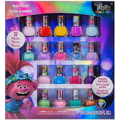 TownleyGirl Trolls Poppy And Friends Esmalte De Uñas Lavable Superbrillante Despegable Para Niños, 18 Colores. |Esmalte De Uñas|3"