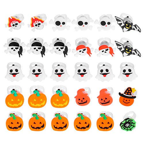 TOYANDONA 30 Piezas de Anillos de Luz Led, Fiesta de Halloween Favorece Anillos de Flash Led para Niños Y Adultos (Estilo Aleatorio)