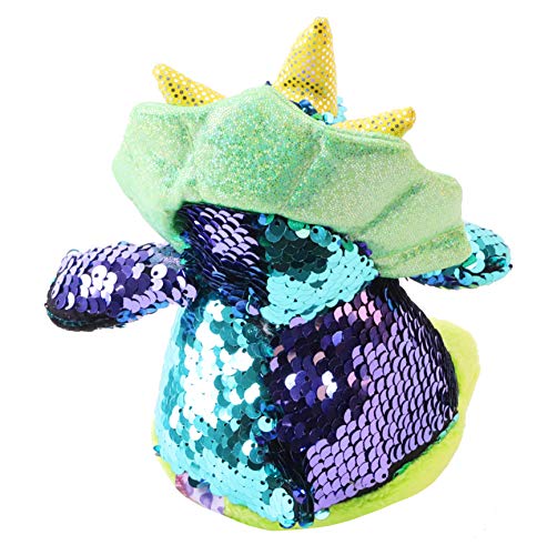 TOYLAND® 13cm Turquesa y púrpura Triceratops Peluche de Peluche con Lentejuelas Reveal Lentejuelas Reversibles