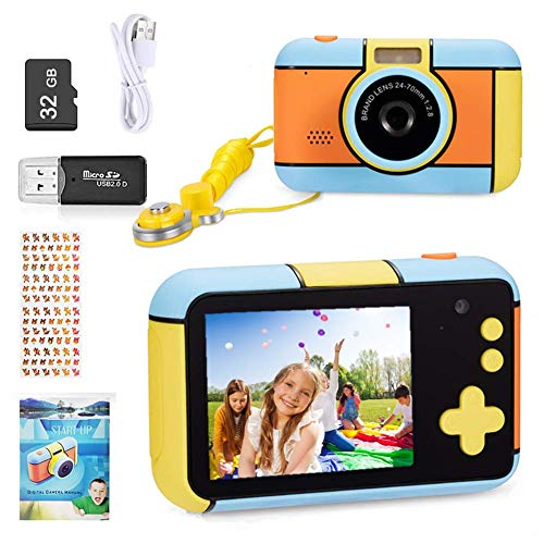 ToyZoom 24MP Cámara para niños 1080P HD Videocámara Cámara Selfie de Doble Lente con Tarjeta SD de 32GB, 2.4 Pulgadas, Regalo de cumpleaños