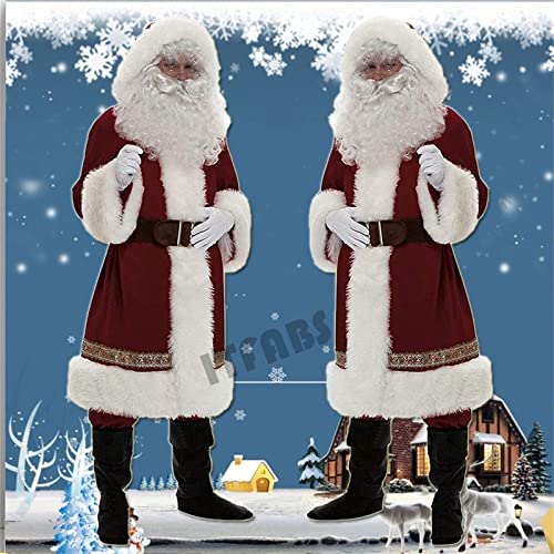 Traje de Papá Noel para hombres, juegos de cosplay de Papá Noel para adultos y niños de fiesta, para el día de la calle o para los pantalones altos, Rougeb, M