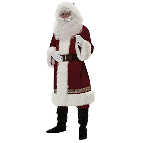 Traje de Papá Noel para hombres, juegos de cosplay de Papá Noel para adultos y niños de fiesta, para el día de la calle o para los pantalones altos, Rougeb, M