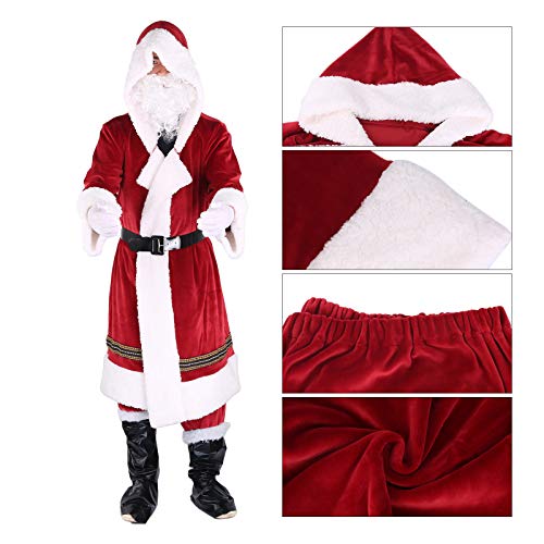 Traje de Papá Noel para hombres, juegos de cosplay de Papá Noel para adultos y niños de fiesta, para el día de la calle o para los pantalones altos, Rougeb, M