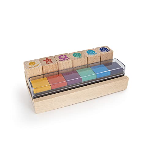 Trendhaus- Set inglés – 6 tampones de Colores – Sello de Madera para niños – Regalo Ideal para Profesores (955715)