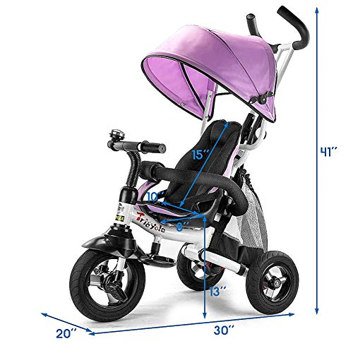 Triciclo para Niños, Plegable Triciclo Evolutivo con baranda Desmontable, toldo Ajustable, arnés de Seguridad, Pedal Plegable, Bolsa de Almacenamiento, Freno, diseño de absorción de Impactos (Azul)