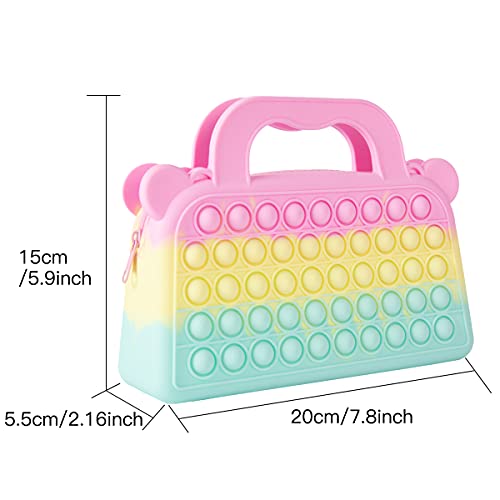 TUCANA Bolsa de hombro Pop Fidget Toys, Rainbow Popper Pop Bubble Fidget Bag Juguete para niñas y mujeres, Rosa/Rebel Fun., Talla única