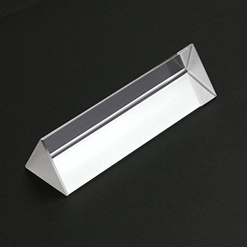 UEETEK Prisma triangular de vidrio óptico de cristal para la enseñanza en el espectro de luz física, 10 * 3 * 3 CM