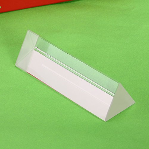 UEETEK Prisma triangular de vidrio óptico de cristal para la enseñanza en el espectro de luz física, 10 * 3 * 3 CM