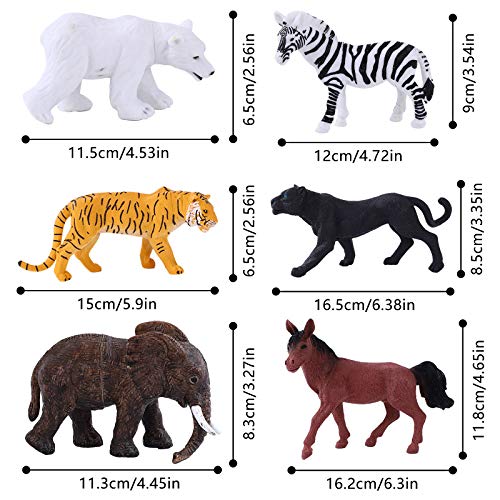 Ulikey Juguetes Animales con Tapete Juego, Juguetes Animales Salvajes de la Selva, Figuras Animales Juguete Educativo de Mundo Zoológico Forestal Regalo para Niños (A)