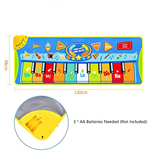 Upgrow Alfombrilla de piano, Alfombrilla de baile con 8 instrumentos, juguetes para niños 3-10 años, teclados musicales infantiles, regalo para bebés, niños, niñas(130x48 cm)