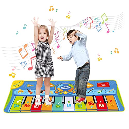 Upgrow Alfombrilla de piano, Alfombrilla de baile con 8 instrumentos, juguetes para niños 3-10 años, teclados musicales infantiles, regalo para bebés, niños, niñas(130x48 cm)